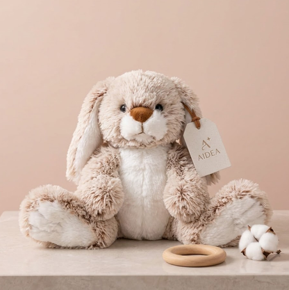 Korakio Adorable Burrow Bunny Stuffed Animal: Soft Plush Rabbit with Oversized Paws & Floppy Ears - Perfect Role-Play Companion for Boys and Girls, Age 3 and Up