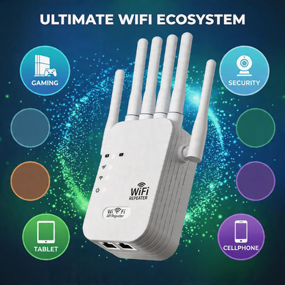 DOZEBEDDING®🚀Professional 1200Mbps WiFi Extender 📶- Dual-Band 5G Signal Booster with 6 High-Gain Antennas