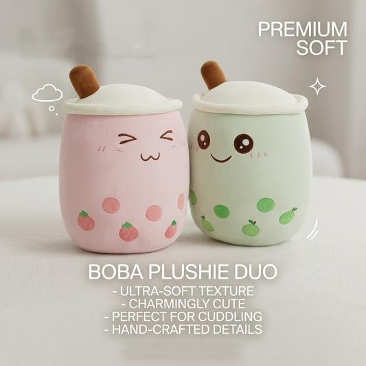 Korakio Kawaii Boba Plushie - Adorable Milk Tea Cup Stuffed Toy with Tapioca Pearls, Ultra Soft Tea Cup Pillow, Aesthetic Room Decor & Cozy Comfort Gift