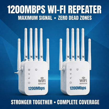 DOZEBEDDING®🚀Professional 1200Mbps WiFi Extender 📶- Dual-Band 5G Signal Booster with 6 High-Gain Antennas (up-sell)