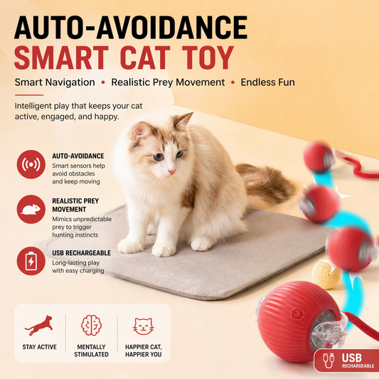 DOZEBEDDING®⚾Auto-Avoidance Smart Ball for Cats & Dogs🔋 – USB Rechargeable, Motion-Activated Interactive Toy