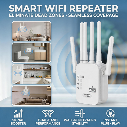 DOZEBEDDING®🚀Professional 1200Mbps WiFi Extender 📶- Dual-Band 5G Signal Booster with 6 High-Gain Antennas