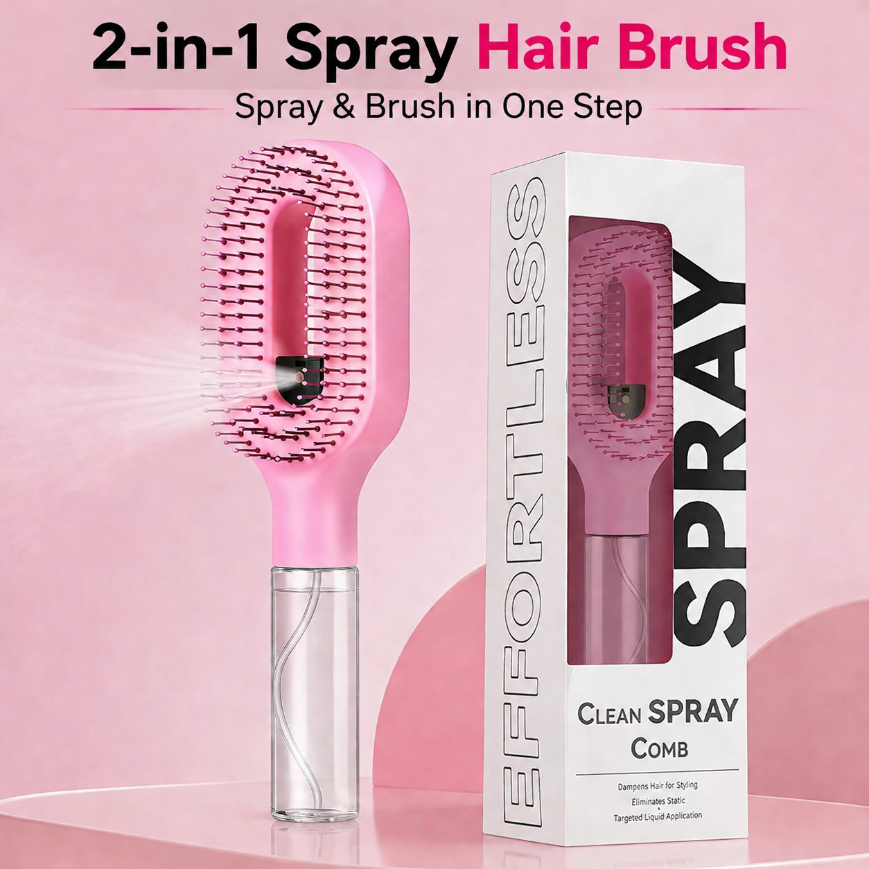 💧2-in-1 Detangling Water Mist Hair Brush