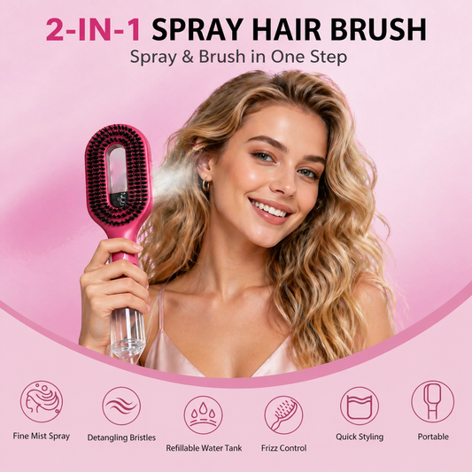 💧2-in-1 Detangling Water Mist Hair Brush