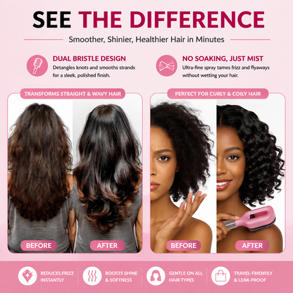 💧2-in-1 Detangling Water Mist Hair Brush