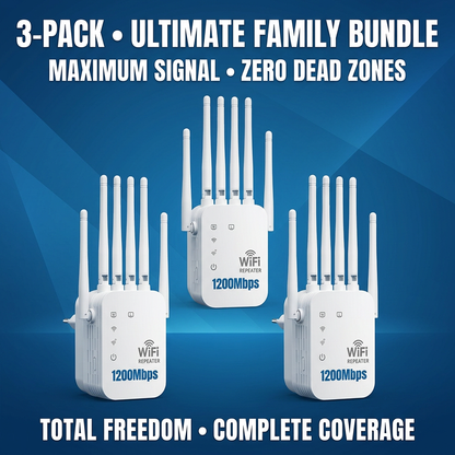 DOZEBEDDING®🚀Professional 1200Mbps WiFi Extender 📶- Dual-Band 5G Signal Booster with 6 High-Gain Antennas