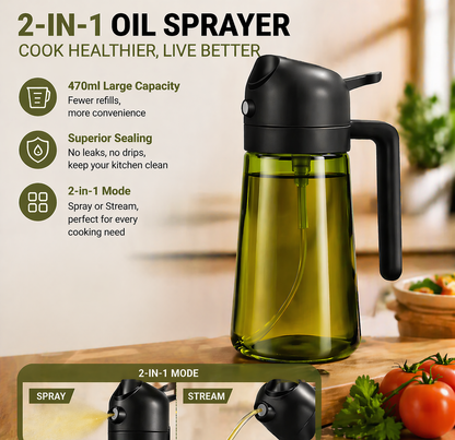 DOZEBEDDING®🥗2-in-1 Precision Oil Sprayer - High-Pressure Spray & Smooth Pour Integrated Bottle