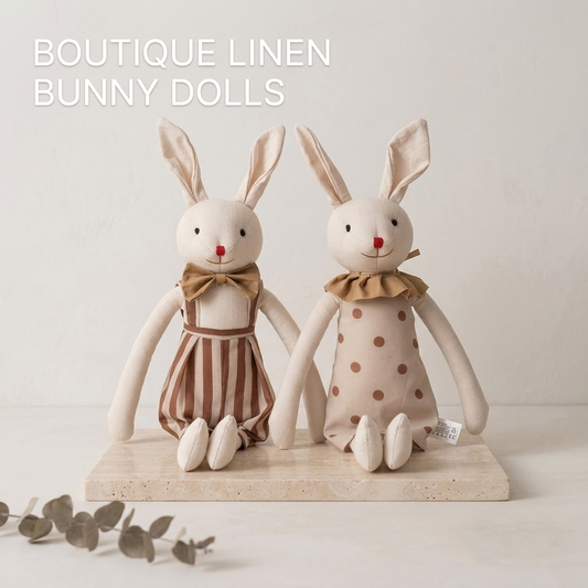 Korakio Nordic Style Cute Rabbit Plush Toy - Long Legged Bunny Stuffed Animal, Soft Fabric Hare Doll for Kids, Minimalist Nursery Decor & Easter Gift for Girls