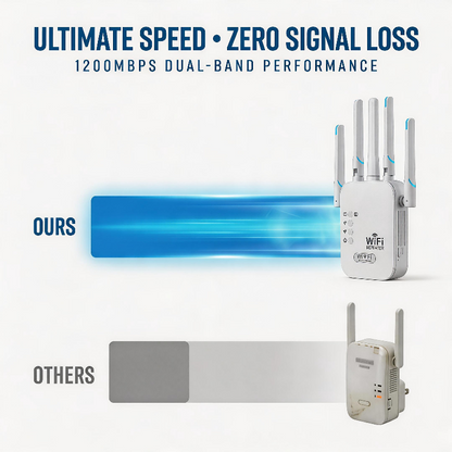 DOZEBEDDING®🚀Professional 1200Mbps WiFi Extender 📶- Dual-Band 5G Signal Booster with 6 High-Gain Antennas